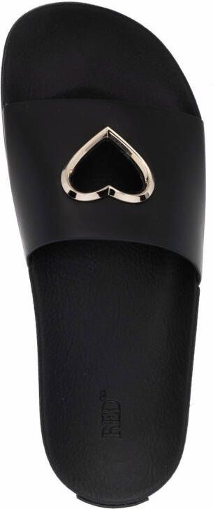 RED(V) Slippers met hartplakkaat Zwart