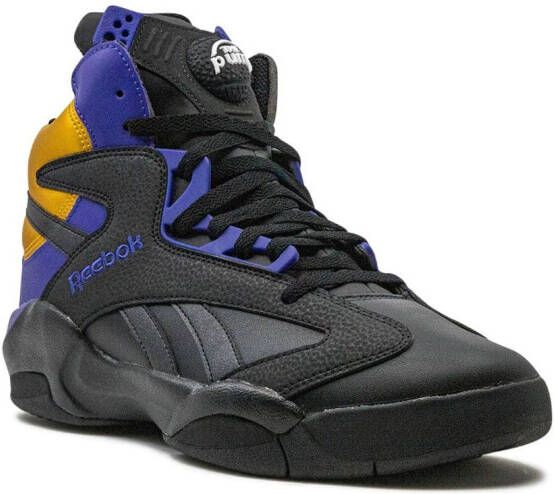 Reebok "Shaq Attaq Core Black Bold Purple Collegiate Gold sneakers" Zwart