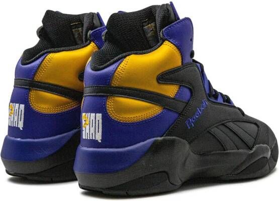 Reebok "Shaq Attaq Core Black Bold Purple Collegiate Gold sneakers" Zwart