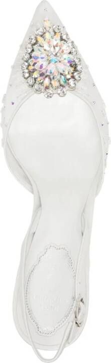 René Caovilla Slingback pumps met kristallen Zilver