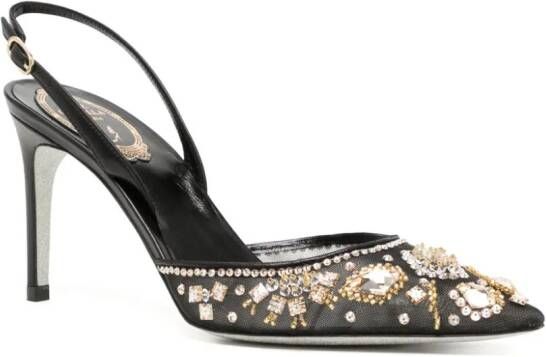 René Caovilla Aretha slingback pumps met kristallen Zwart