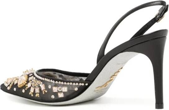 René Caovilla Aretha slingback pumps met kristallen Zwart