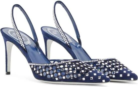 René Caovilla Carrie suède slingback pumps Blauw