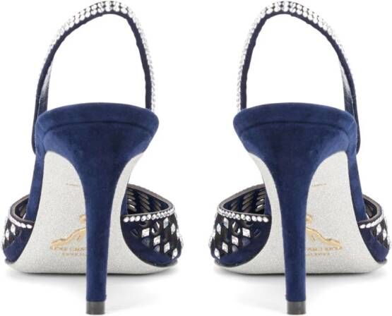 René Caovilla Carrie suède slingback pumps Blauw