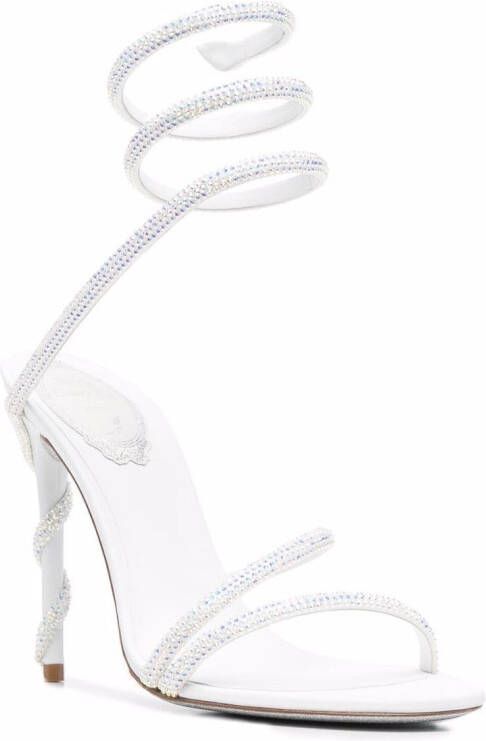 René Caovilla 120 mm Cecile sandalen met stras Wit