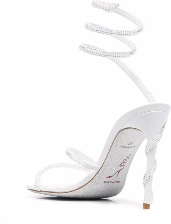 René Caovilla 120 mm Cecile sandalen met stras Wit