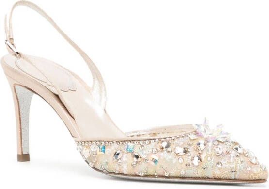 René Caovilla Chandelier leren pumps Goud