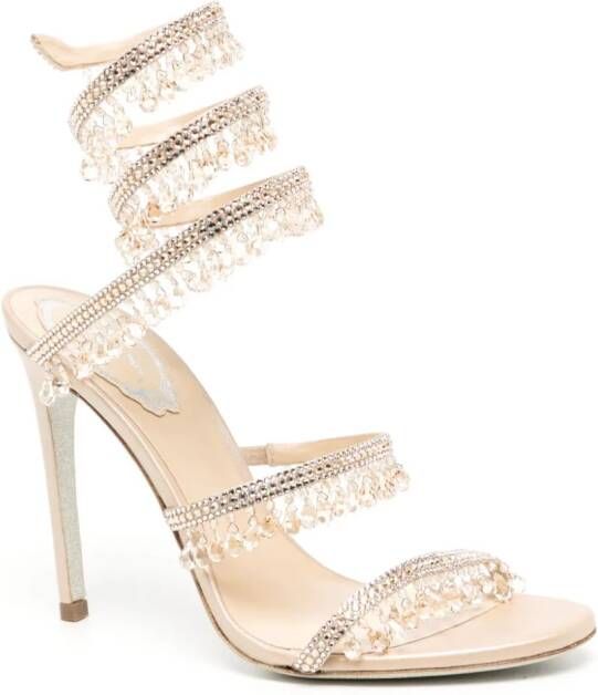 René Caovilla Chandelier sandalen verfraaid met kristallen Beige