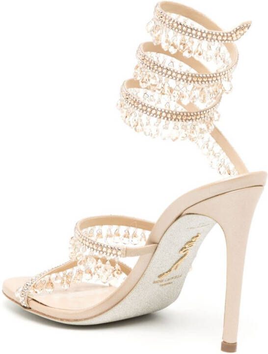 René Caovilla Chandelier sandalen verfraaid met kristallen Beige