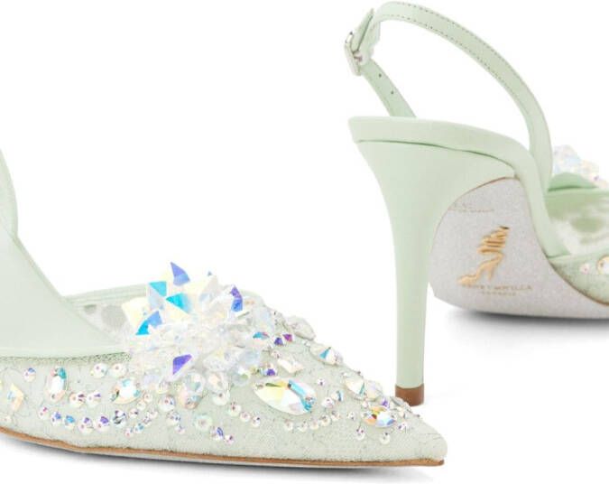 René Caovilla Cinderella pumps met kristal Groen