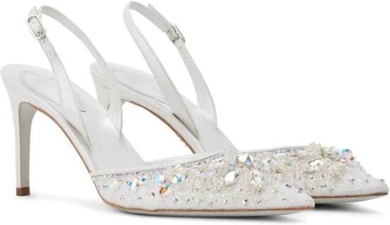 René Caovilla Cinderella pumps met kristal Wit