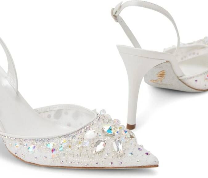 René Caovilla Cinderella pumps met kristal Wit