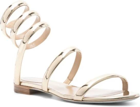 René Caovilla Cleo gespiegelde sandalen Goud