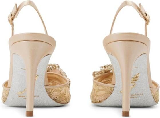 René Caovilla Floriane pumps met kant Beige