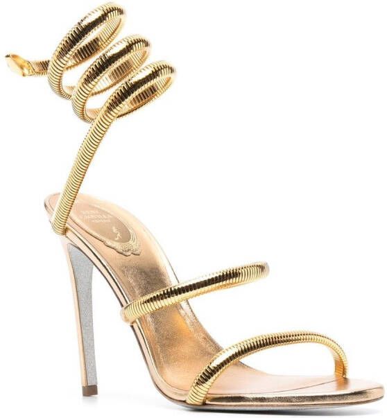 René Caovilla Leren sandalen Goud