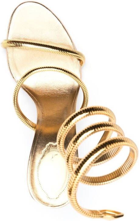René Caovilla Leren sandalen Goud