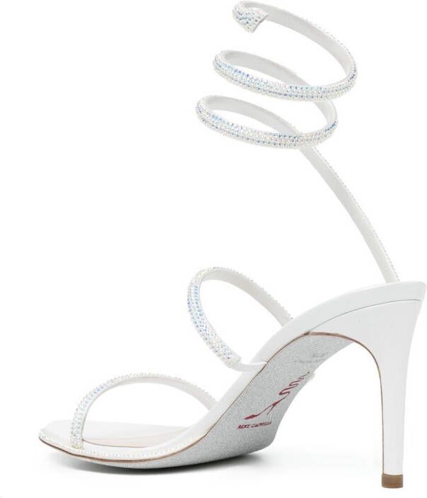René Caovilla 80 mm sandalen met bandjes en stras Wit