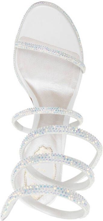 René Caovilla 80 mm sandalen met bandjes en stras Wit
