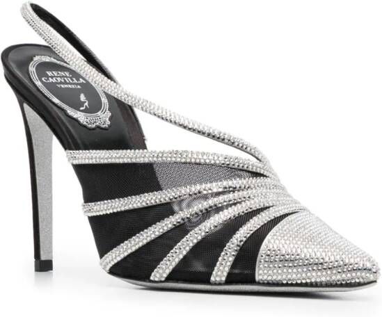 René Caovilla Slingback pumps verfraaid met kristallen Zilver