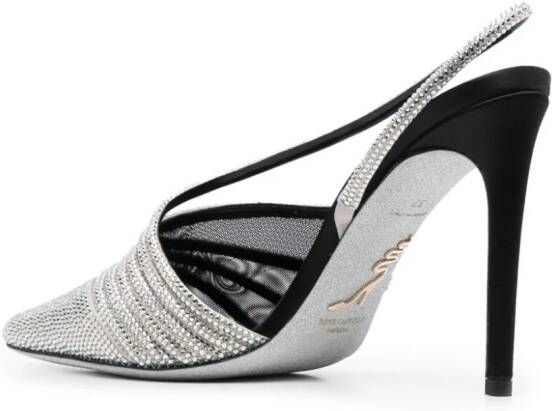 René Caovilla Slingback pumps met kristallen Zilver