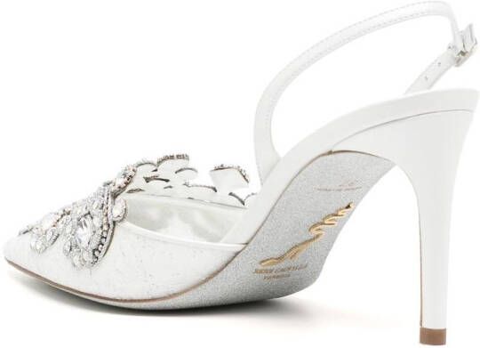 René Caovilla Slingback pumps verfraaid met kant Wit