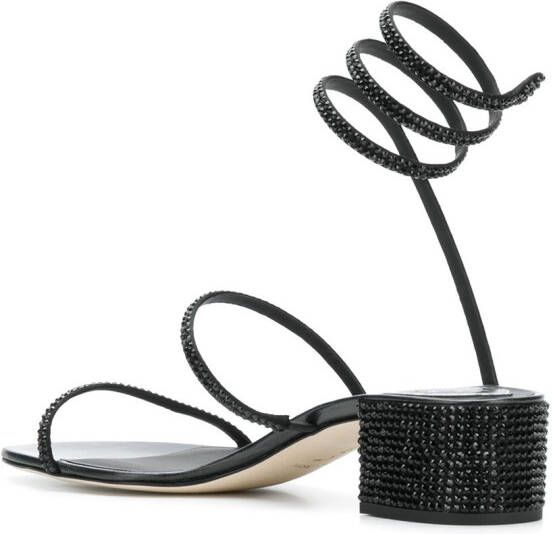 René Caovilla Snake versierde sandalen Zwart