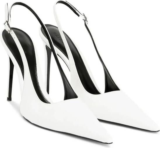 Retrofete Slingback pumps met puntige neus Wit