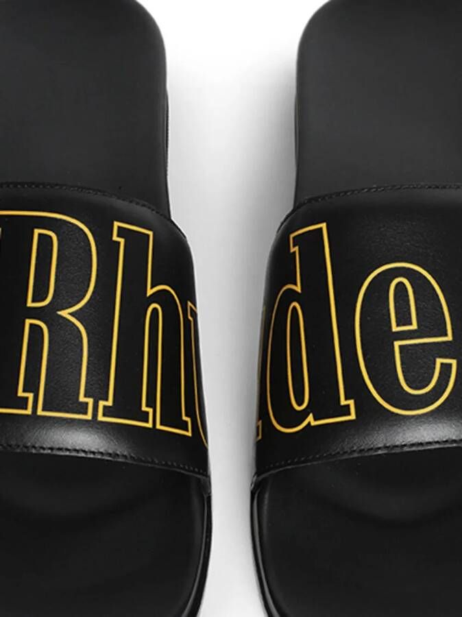 RHUDE Slippers met logoprint Zwart