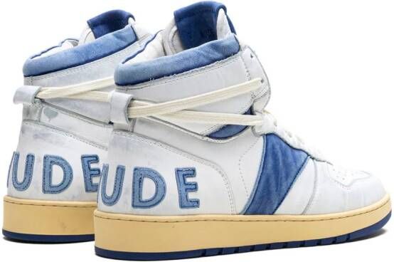 RHUDE Rechess "White Royal Blue" high-top sneakers Wit