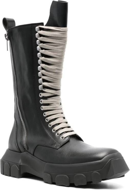 Rick Owens Army Tractor leren laarzen Zwart