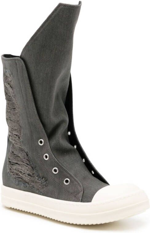 Rick Owens DRKSHDW Gerafelde sneakerlaarzen Grijs