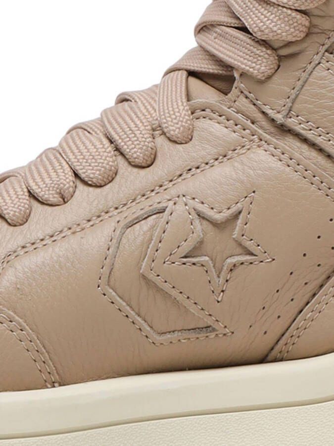 Rick Owens DRKSHDW panelled leather hi-top sneakers Beige