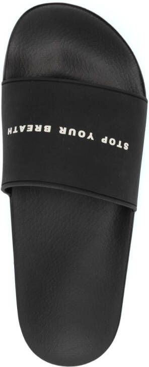 Rick Owens DRKSHDW Slippers met tekst Zwart