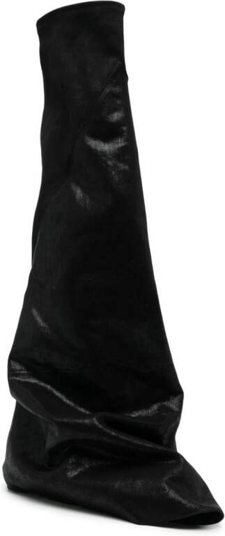 Rick Owens DRKSHDW slouchy layered knee-high boots Zwart