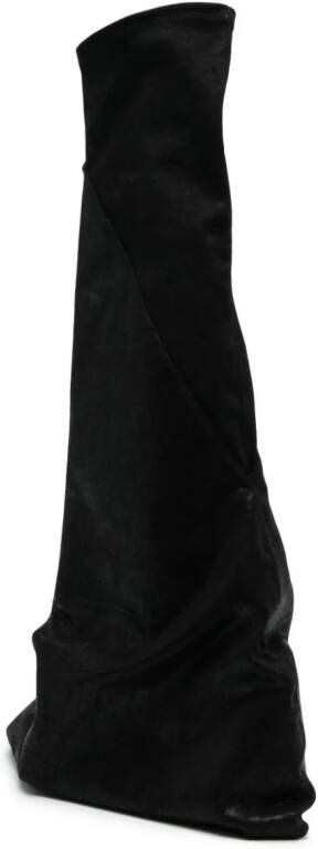 Rick Owens DRKSHDW slouchy layered knee-high boots Zwart