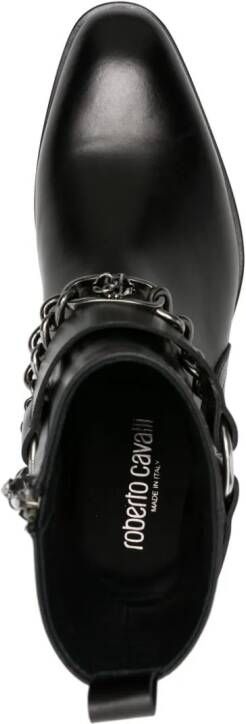 Roberto Cavalli Leren laarzen met schakelketting Zwart
