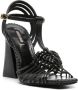 Roberto Cavalli Leren sandalen met geweven bandjes Zwart - Thumbnail 2