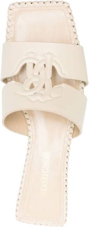 Roberto Cavalli Leren slippers Beige