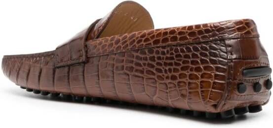 Roberto Cavalli Loafers met krokodillen-reliëf Bruin