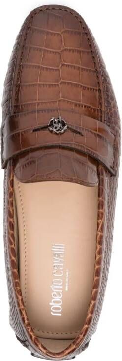Roberto Cavalli Loafers met krokodillen-reliëf Bruin