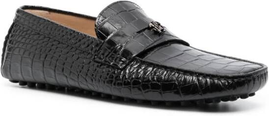 Roberto Cavalli Loafers met krokodillen-reliëf Zwart
