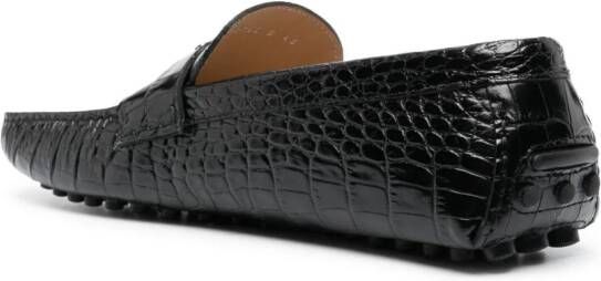 Roberto Cavalli Loafers met krokodillen-reliëf Zwart