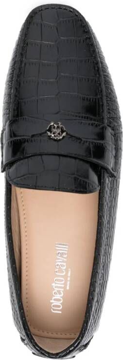 Roberto Cavalli Loafers met krokodillen-reliëf Zwart