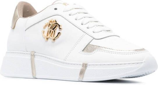 Roberto Cavalli Sneakers met logoplakkaat Wit
