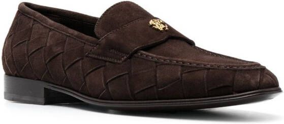 Roberto Cavalli Loafers met logoplakkaat Bruin