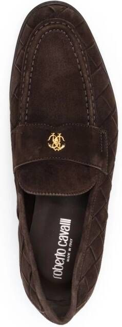 Roberto Cavalli Loafers met logoplakkaat Bruin