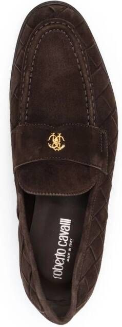 Roberto Cavalli Loafers met logoplakkaat Bruin