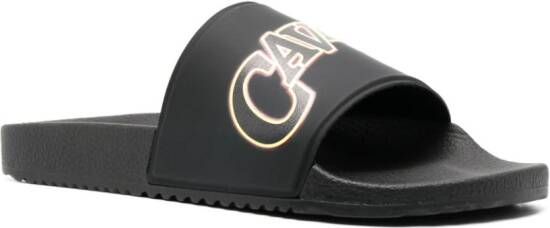 Roberto Cavalli Slippers met logoprint Zwart