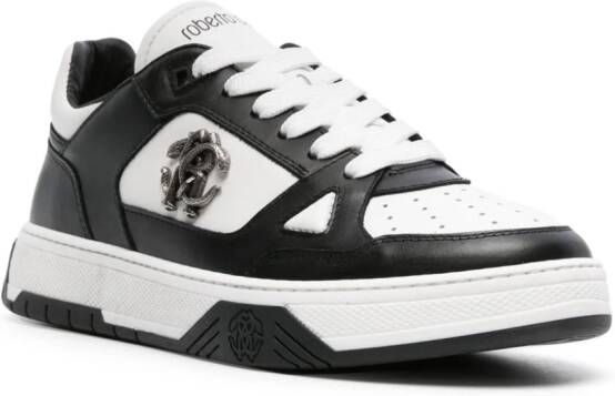 Roberto Cavalli Leren sneakers met plakkaat Zwart