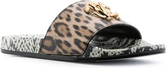 Roberto Cavalli Slippers met logoplakkaat Wit